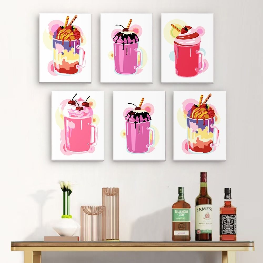Paint by Numbers – 6 Canvas Set | Milkshakes