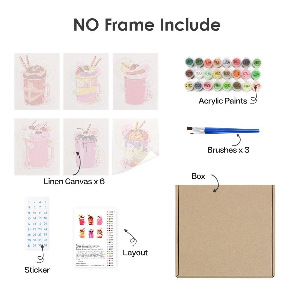 Paint by Numbers – 6 Canvas Set | Milkshakes