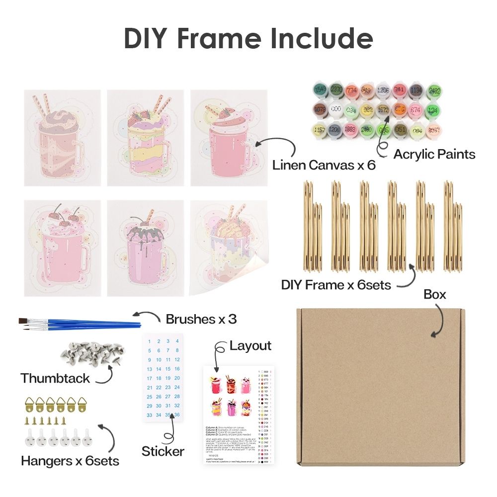 Paint by Numbers – 6 Canvas Set | Milkshakes