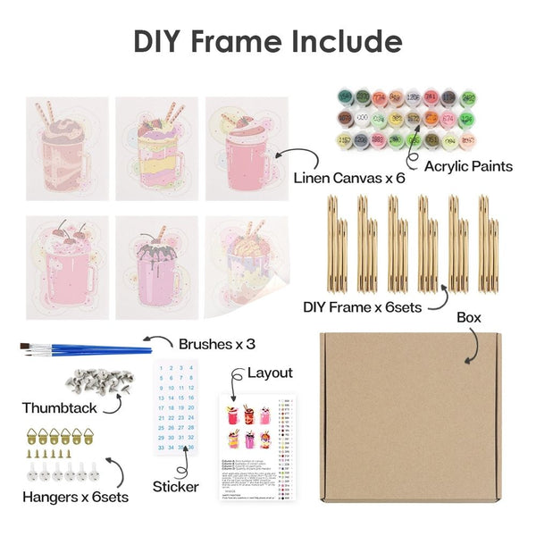 Paint by Numbers – 6 Canvas Set | Milkshakes