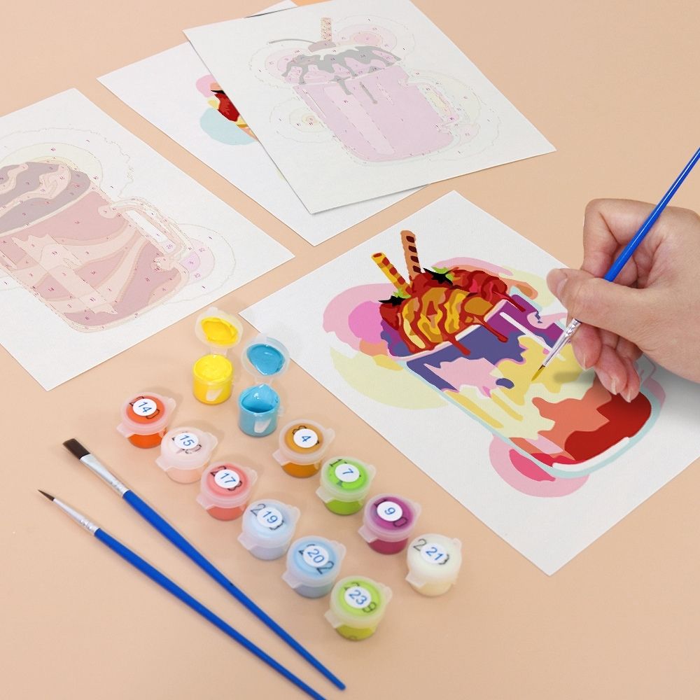 Paint by Numbers – 6 Canvas Set | Colorful Milkshakes