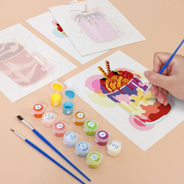 Paint by Numbers – 6 Canvas Set | Colorful Milkshakes