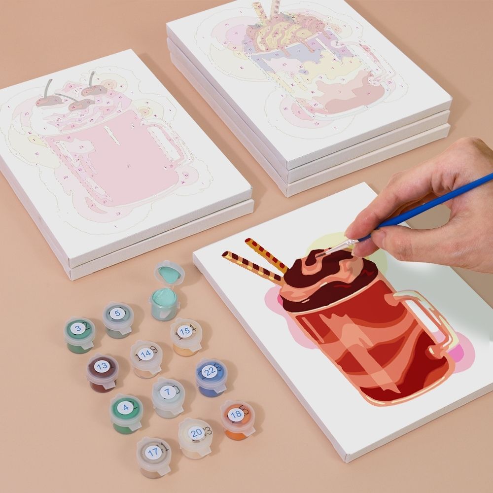 Paint by Numbers – 6 Canvas Set | Colorful Milkshakes