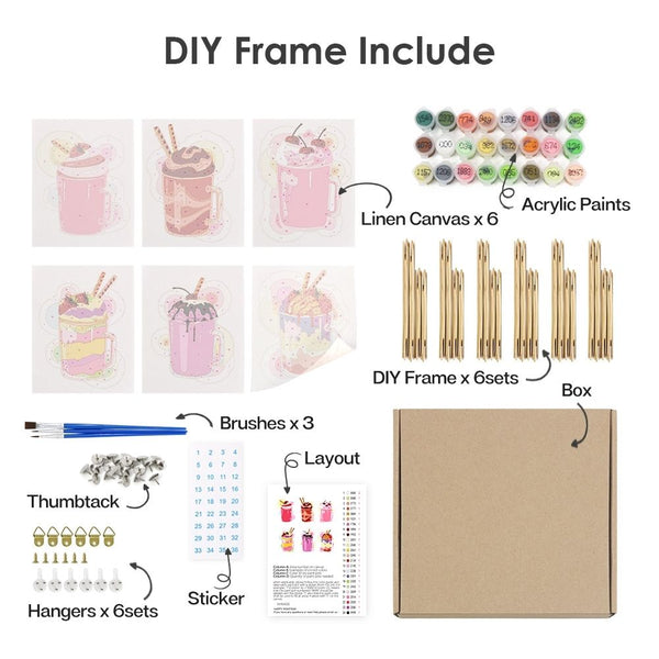 Paint by Numbers – 6 Canvas Set | Colorful Milkshakes