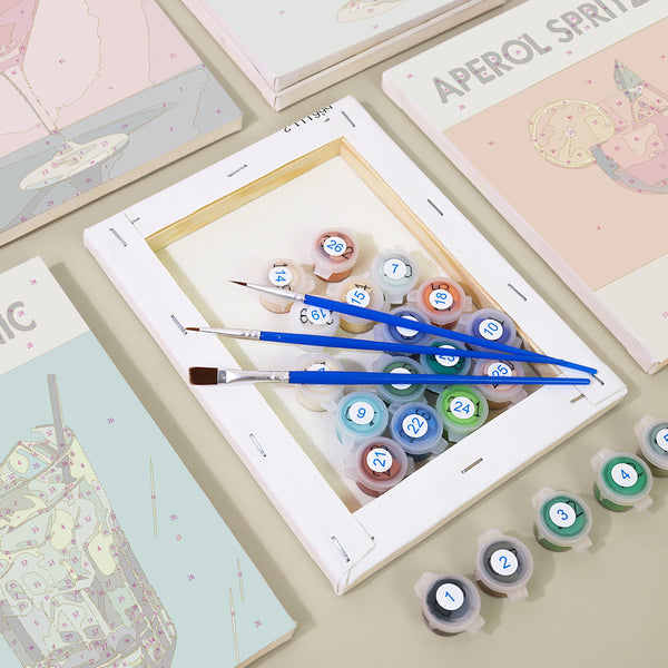 Mini Paint by numbers 6 pieces - Modern Bar Mixology Art Series 1