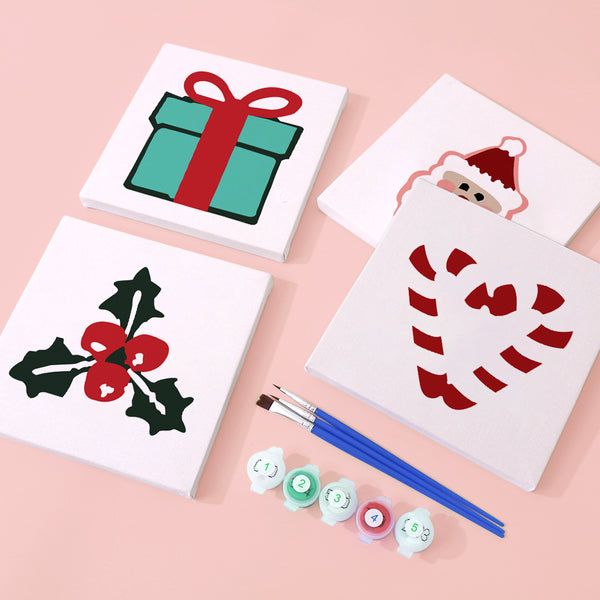 Mini Paint by numbers 6"x6" (4 pieces) - Classic Christmas Icons 2