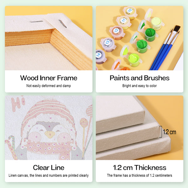 Mini Paint by numbers 6"x6" (6 pieces) - Christmas Winter Penguin