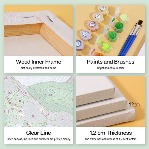 Mini Paint by numbers 6"x8" (4 pieces) - Spring Summer Autumn Winter Art Kit