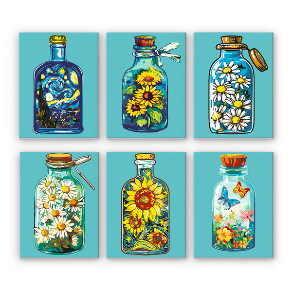 Mini Paint by numbers 6 pieces- Magical Glass Bottle Series Figured'Art