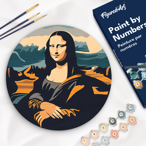 Paint by numbers on Wood Slice - Mona Lisa Figured'Art USA