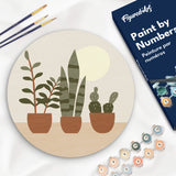 Paint by numbers on Wood Slice - Three plant pots Figured'Art USA