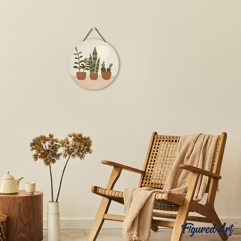 Paint by numbers on Wood Slice - Three plant pots