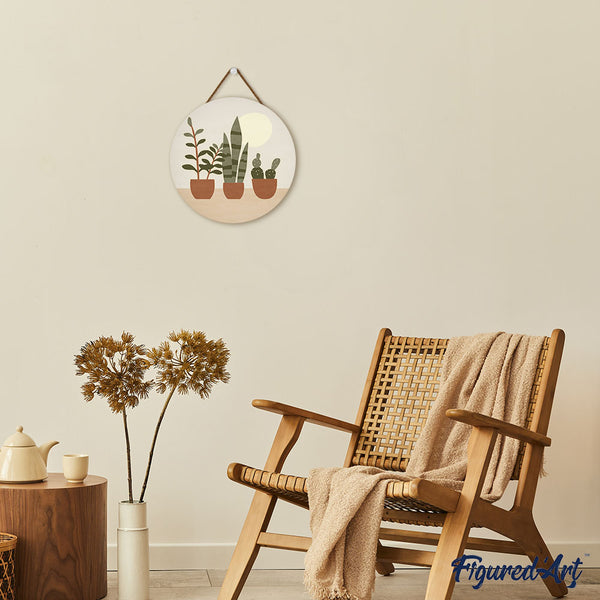 Paint by numbers on Wood Slice - Three plant pots
