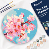 Paint by numbers on Wood Slice - Cherry Blossom Figured'Art USA