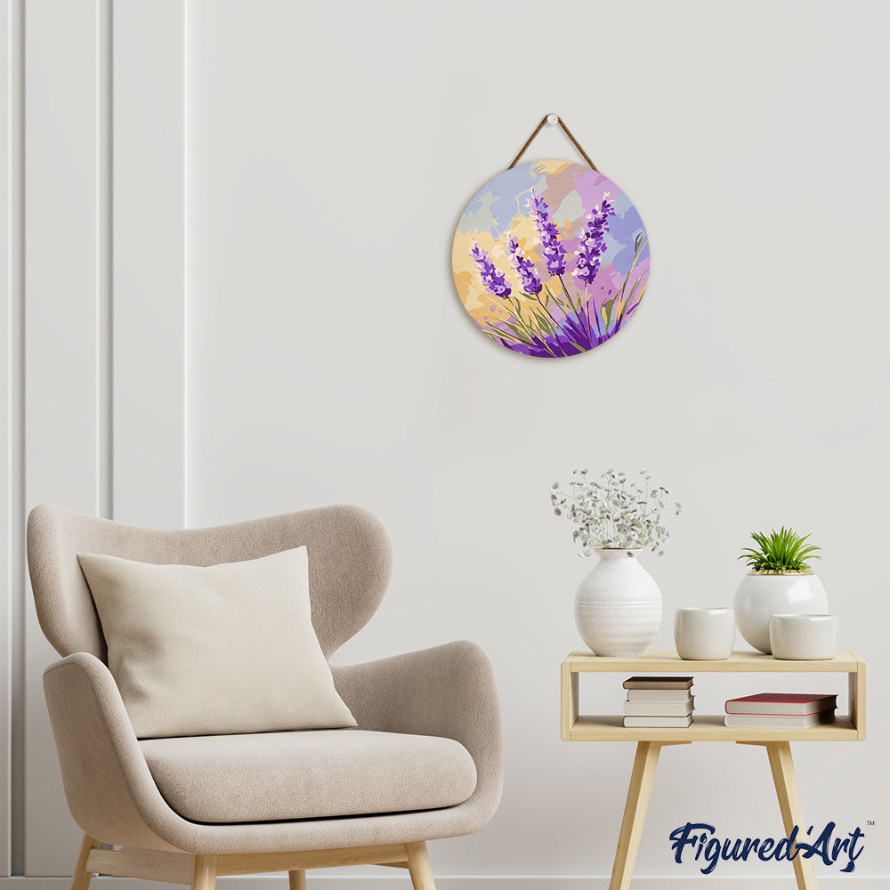 Paint by numbers on Wood Slice - Lavender