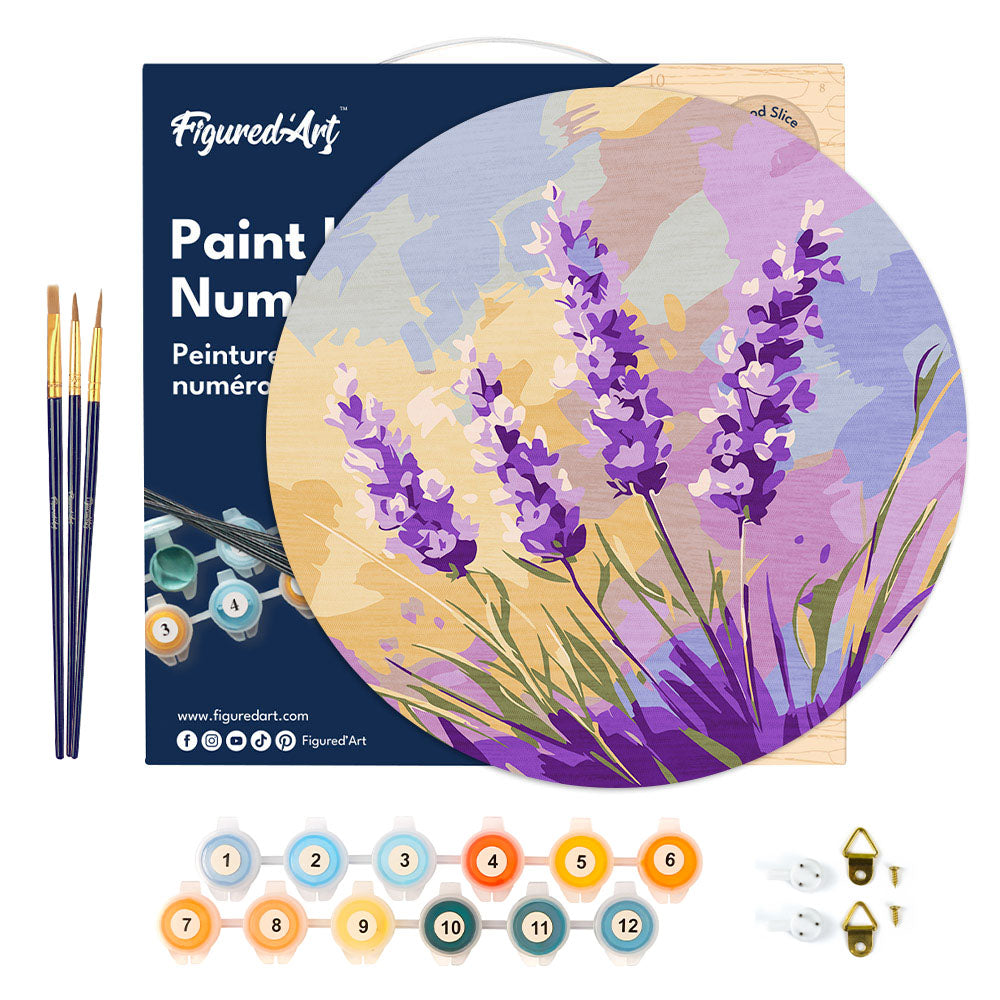 Paint by numbers on Wood Slice - Lavender