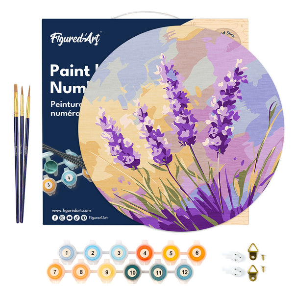Paint by numbers on Wood Slice - Lavender