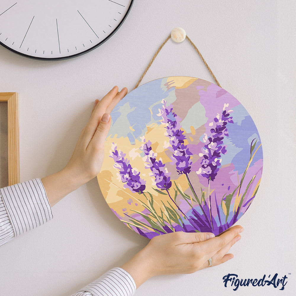 Paint by numbers on Wood Slice - Lavender