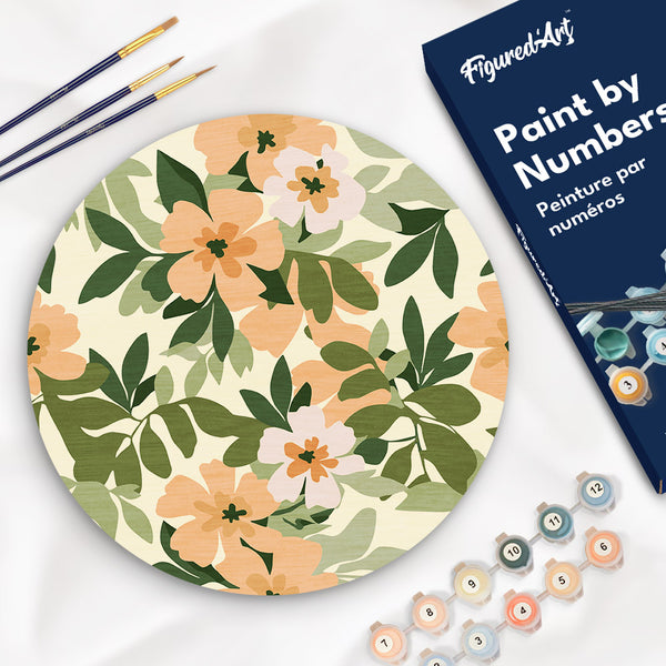 Paint by numbers on Wood Slice - Floral Pattern Figured'Art USA