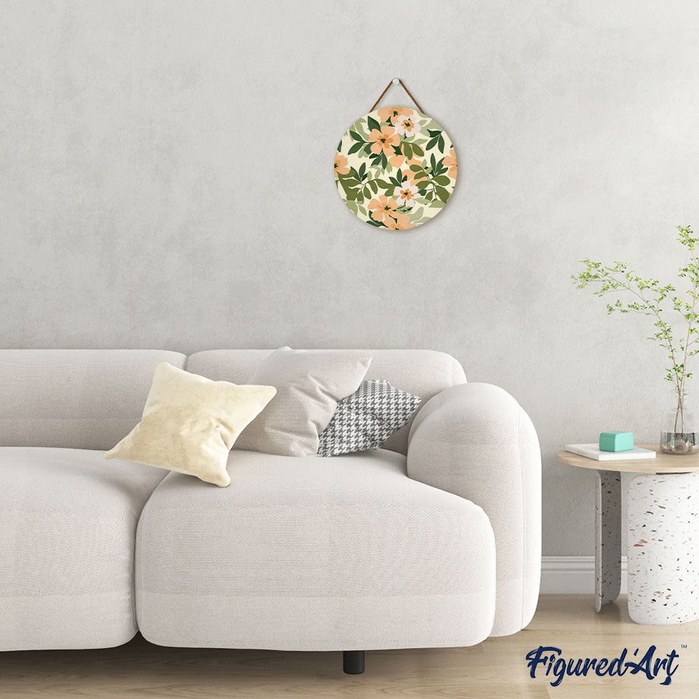 Paint by numbers on Wood Slice - Floral Pattern