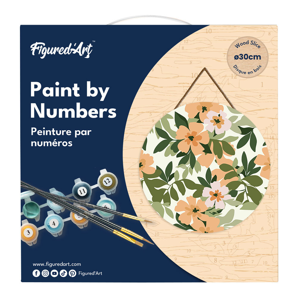 Paint by numbers on Wood Slice - Floral Pattern