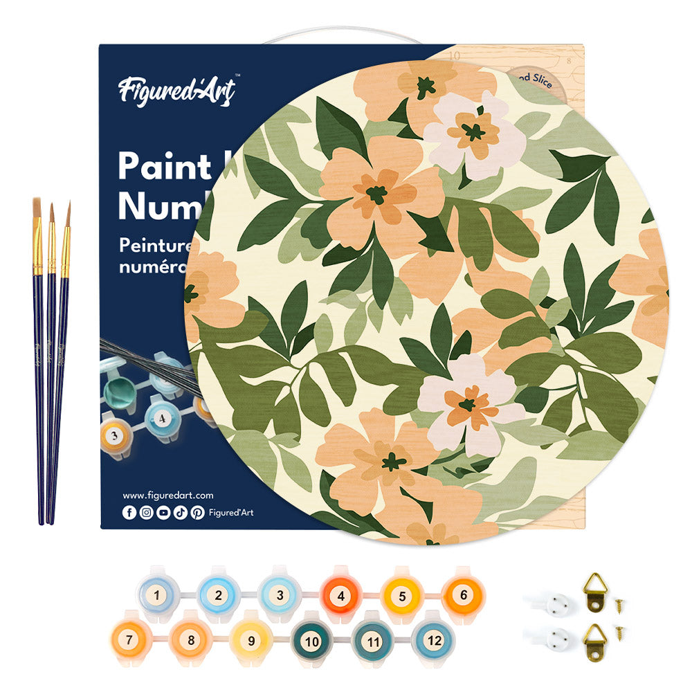 Paint by numbers on Wood Slice - Floral Pattern