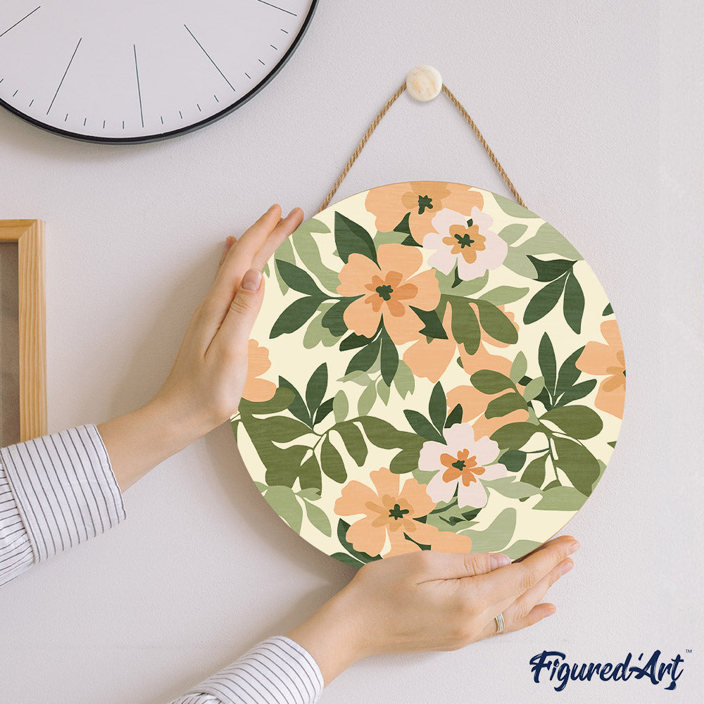 Paint by numbers on Wood Slice - Floral Pattern
