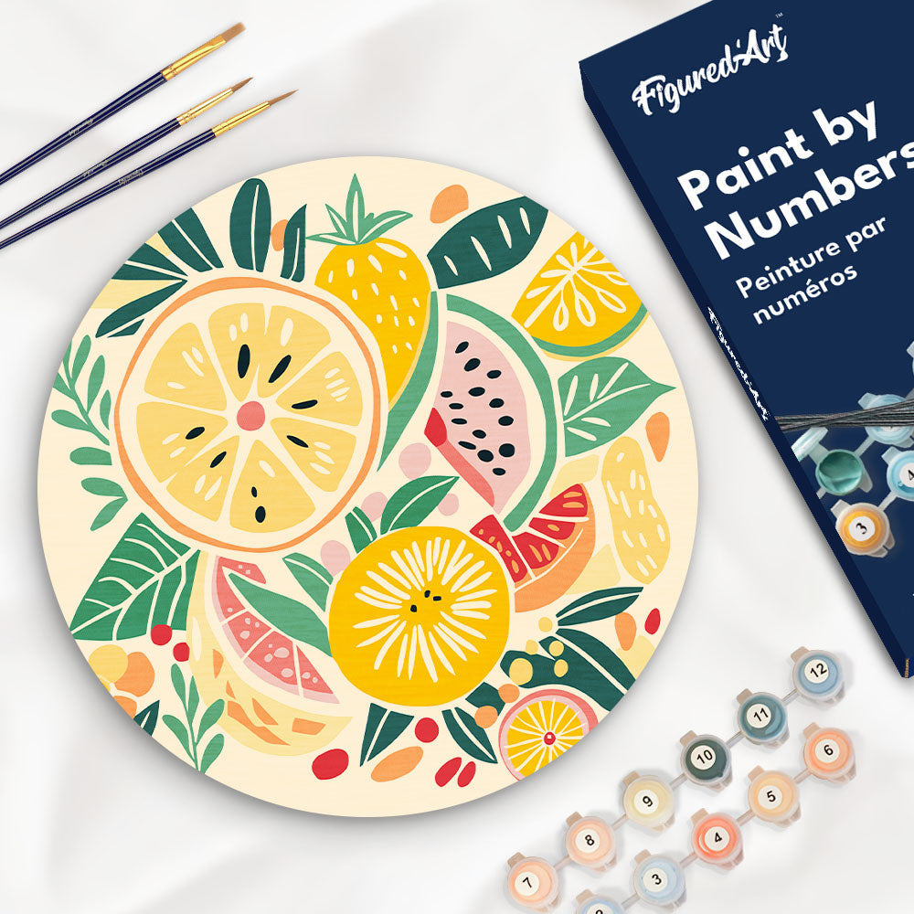 Paint by numbers on Wood Slice - Fruits Figured'Art USA