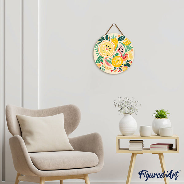Paint by numbers on Wood Slice - Fruits