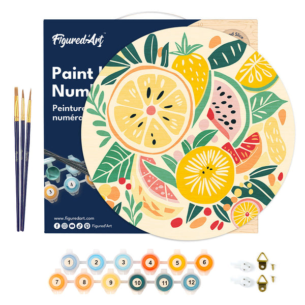 Paint by numbers on Wood Slice - Fruits