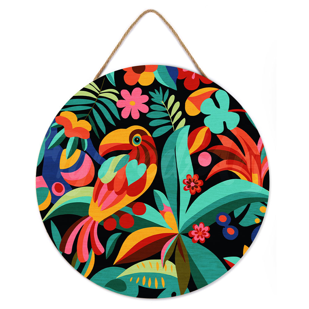 Paint by numbers on Wood Slice - Abstract Toucan