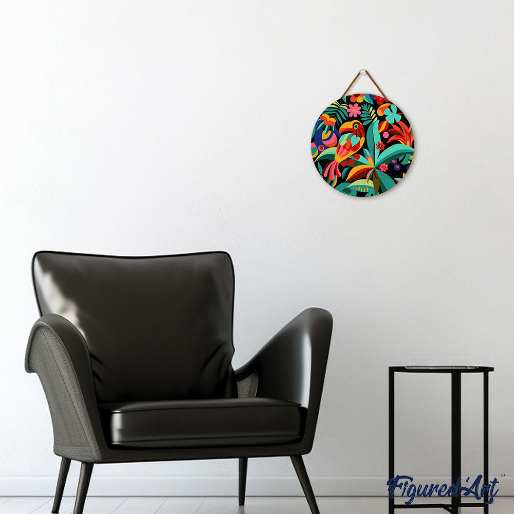 Paint by numbers on Wood Slice - Abstract Toucan