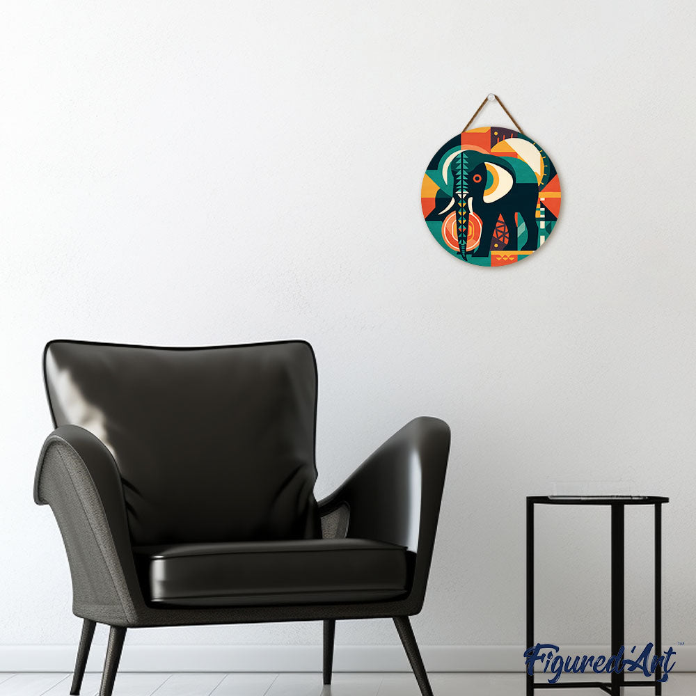 Paint by numbers on Wood Slice - Elephant Art-Deco Inspired Abstract