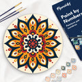 Paint by numbers on Wood Slice - Sunburst Mandala Figured'Art USA