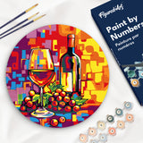 Paint by numbers on Wood Slice - Wine and Grapes Figured'Art USA