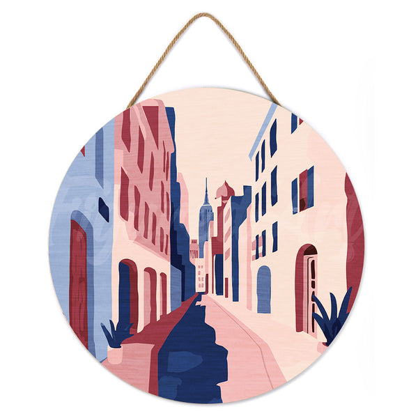 Paint by numbers on Wood Slice - Buildings