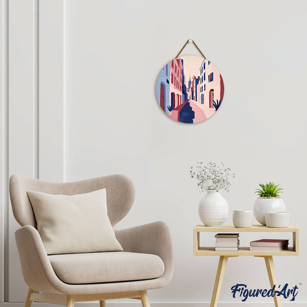 Paint by numbers on Wood Slice - Buildings