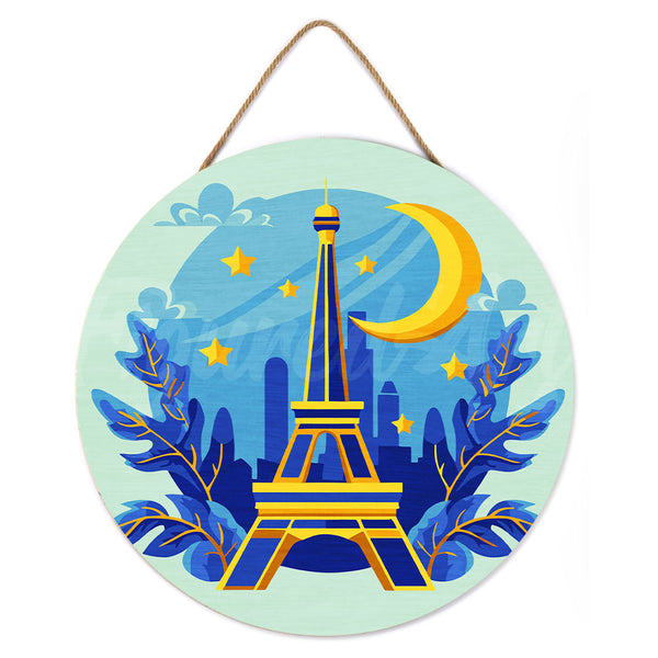 Paint by numbers on Wood Slice - Eiffel Tower