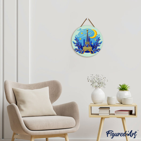 Paint by numbers on Wood Slice - Eiffel Tower