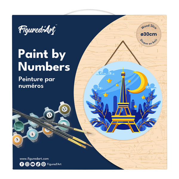 Paint by numbers on Wood Slice - Eiffel Tower