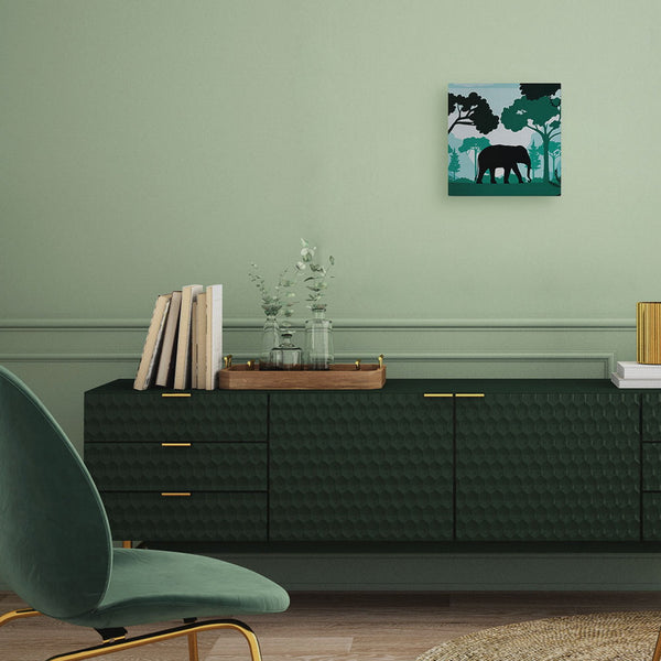 Mini Paint by numbers 8"x8" framed - Elephant in the Forest