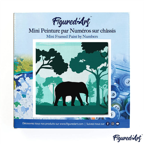 Mini Paint by numbers 8"x8" framed - Elephant in the Forest