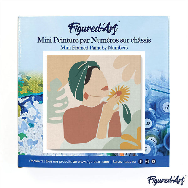 Mini Paint by numbers 8"x8" framed - Abstract Woman in Green Turban