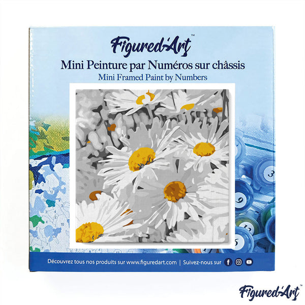 Mini Paint by numbers 8"x8" framed - Daisies Field