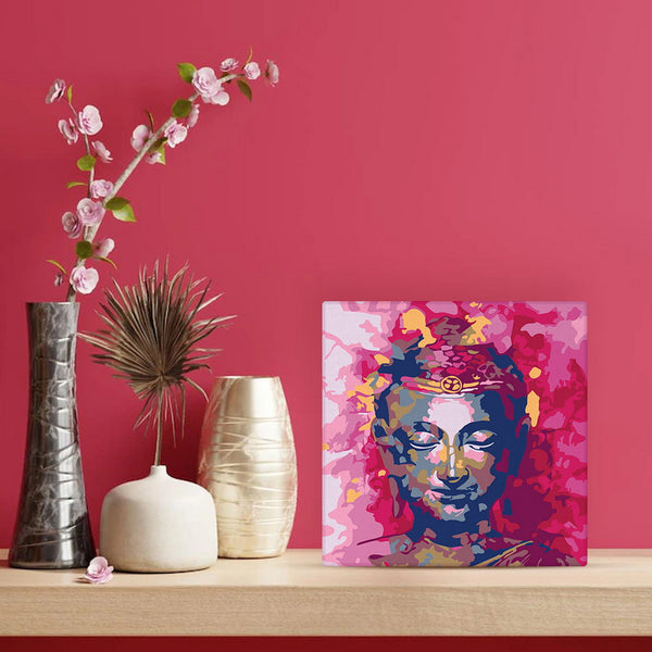 Mini Paint by numbers 8"x8" framed - Painted Buddha