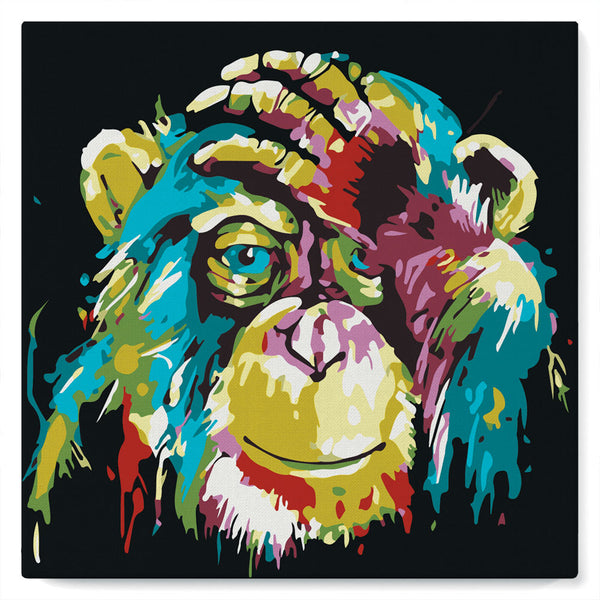 Mini Paint by numbers 8"x8" framed - Baboon Pop Art