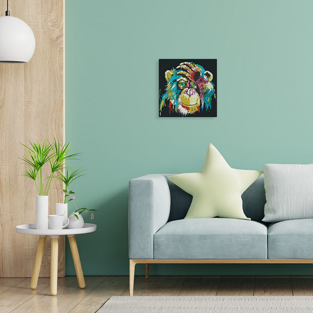 Mini Paint by numbers 8"x8" framed - Baboon Pop Art