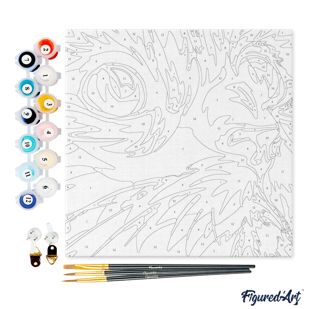 Mini Paint by numbers 8"x8" framed - Feline Pop Art