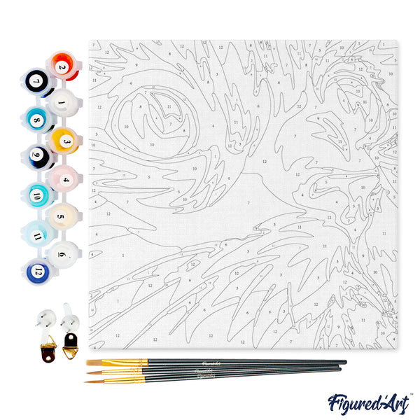 Mini Paint by numbers 8"x8" framed - Feline Pop Art