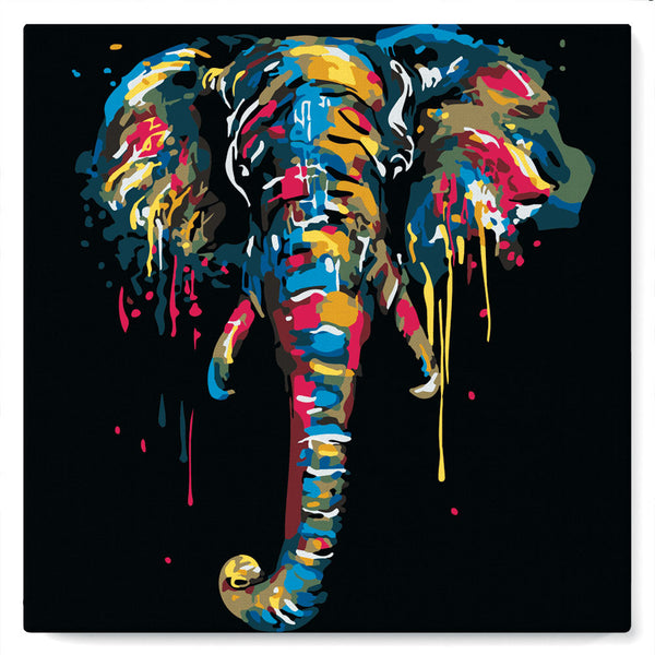 Mini Paint by numbers 8"x8" framed - Elephant Painting